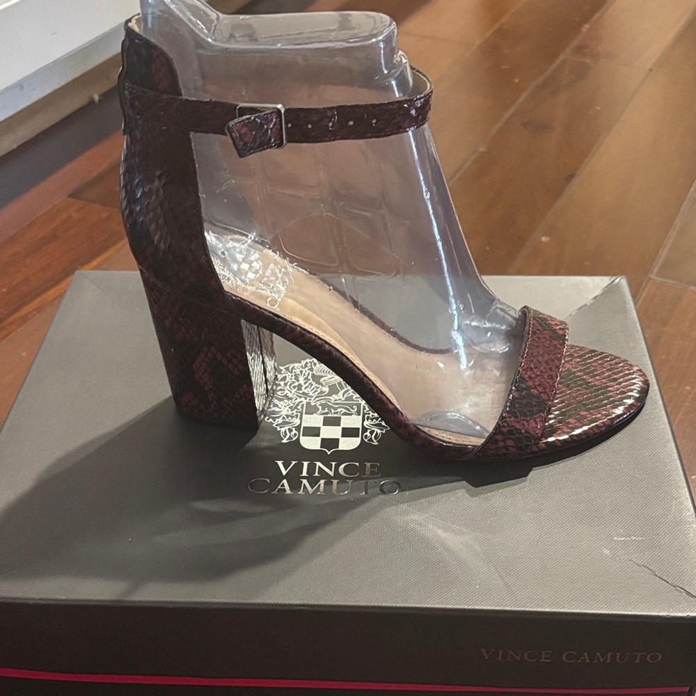 Vince Camuto Burgundy Snake Pattern Heels